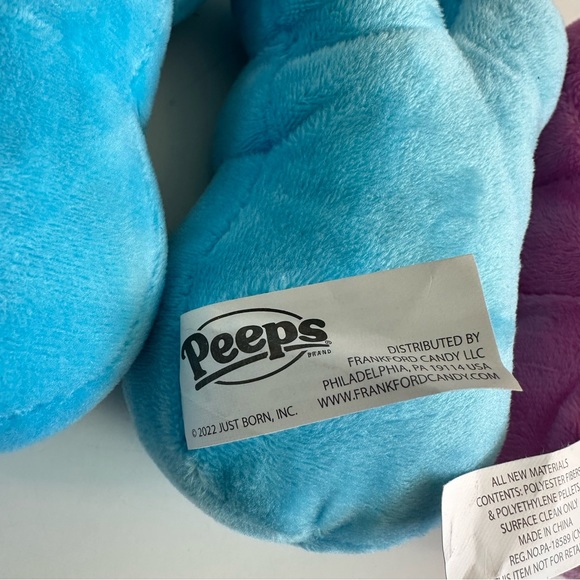 NWT/NWOT 3 Peeps Easter mini plush bunnies 2 blue 1 pink - Picture 3 of 8